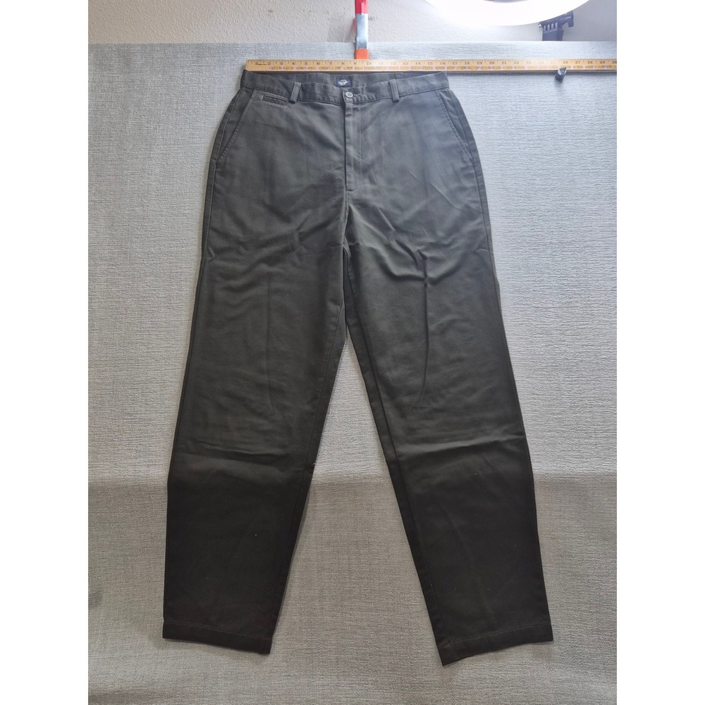Dockers Khaki Pants Womens 16x31M Olive Green Cotton Flat Front Comfort Travel